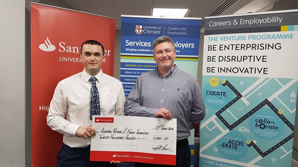 Kevin Johnson and Andrew Butler with large bank cheque