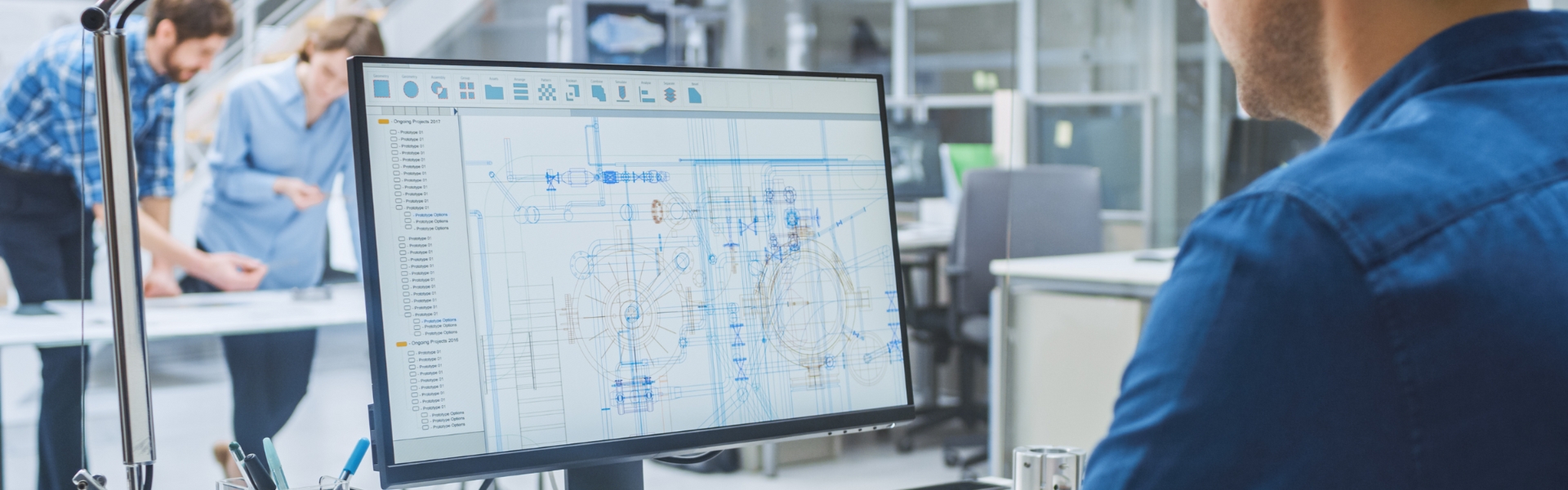 Computer Aided Design (CAD) on computer monitor